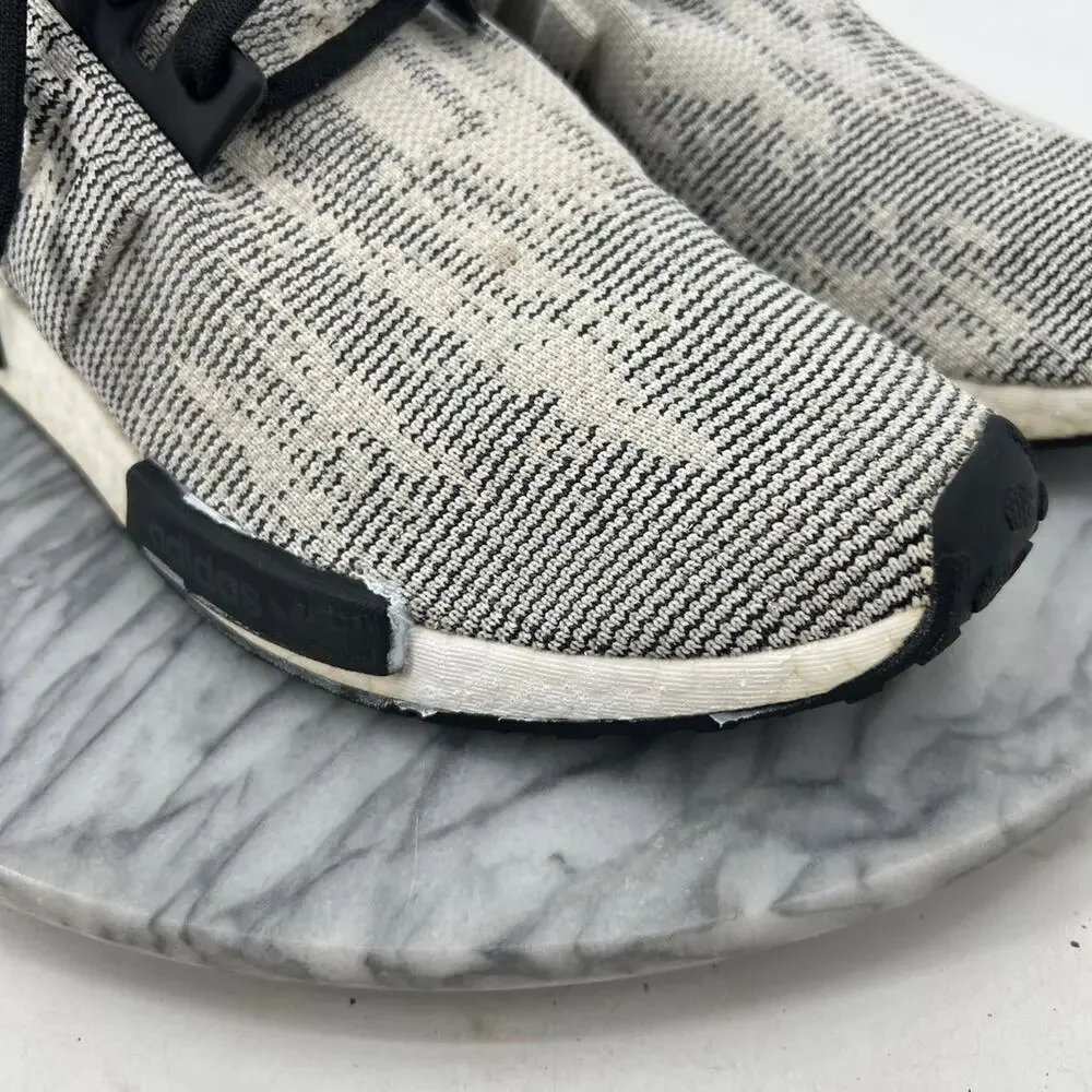 Adidas Mens 12 NMD R1 Primeknit Sesame Sneakers Lightweight Shoes AQ0899